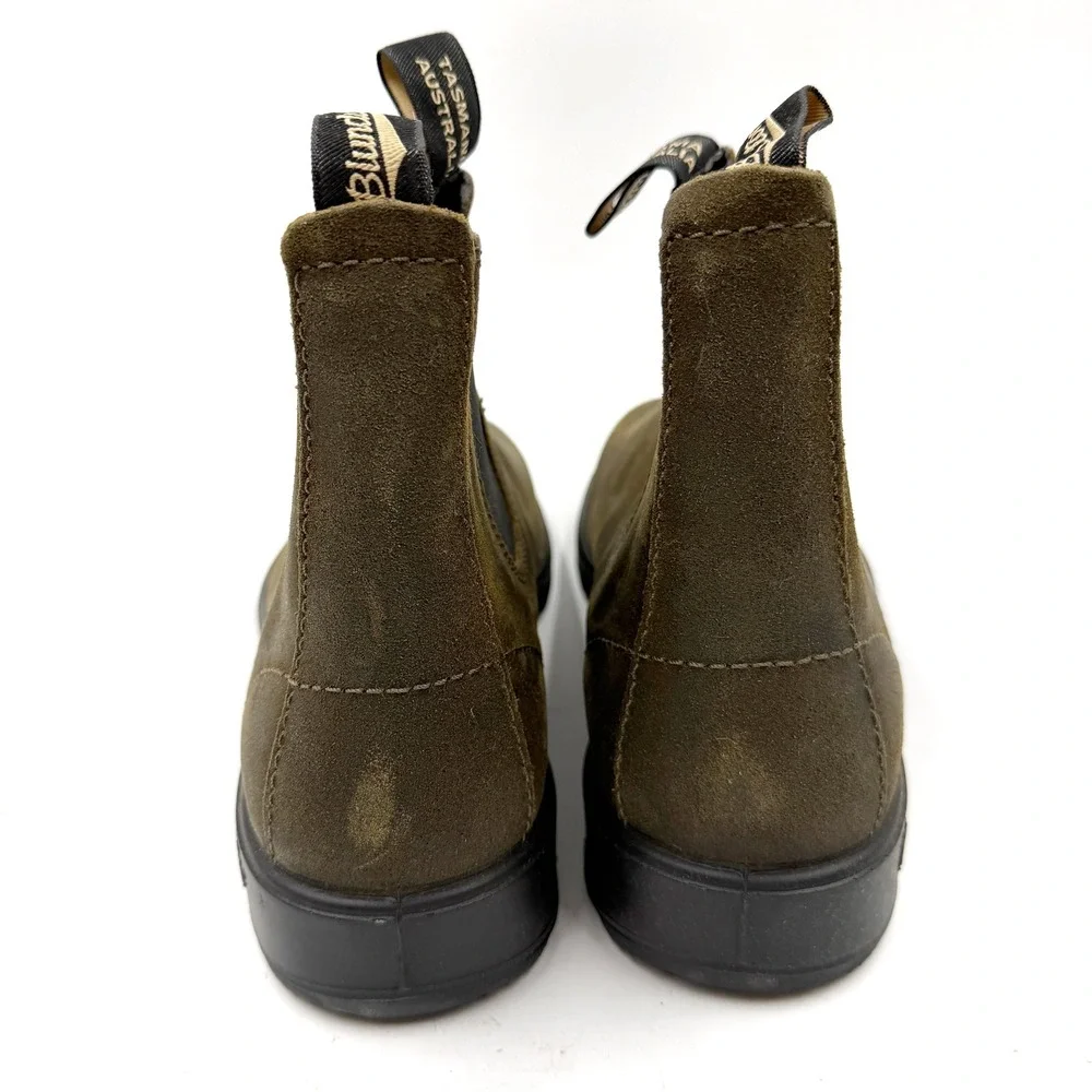 Blundstone 1615 Chelsea Boots Dark Olive Suede Elastic Side Mens Size 10.5 US